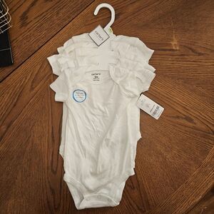 Carter's Little Baby Basics 5-Pack Short Sleeve White Bodysuits 3 Months - NWT